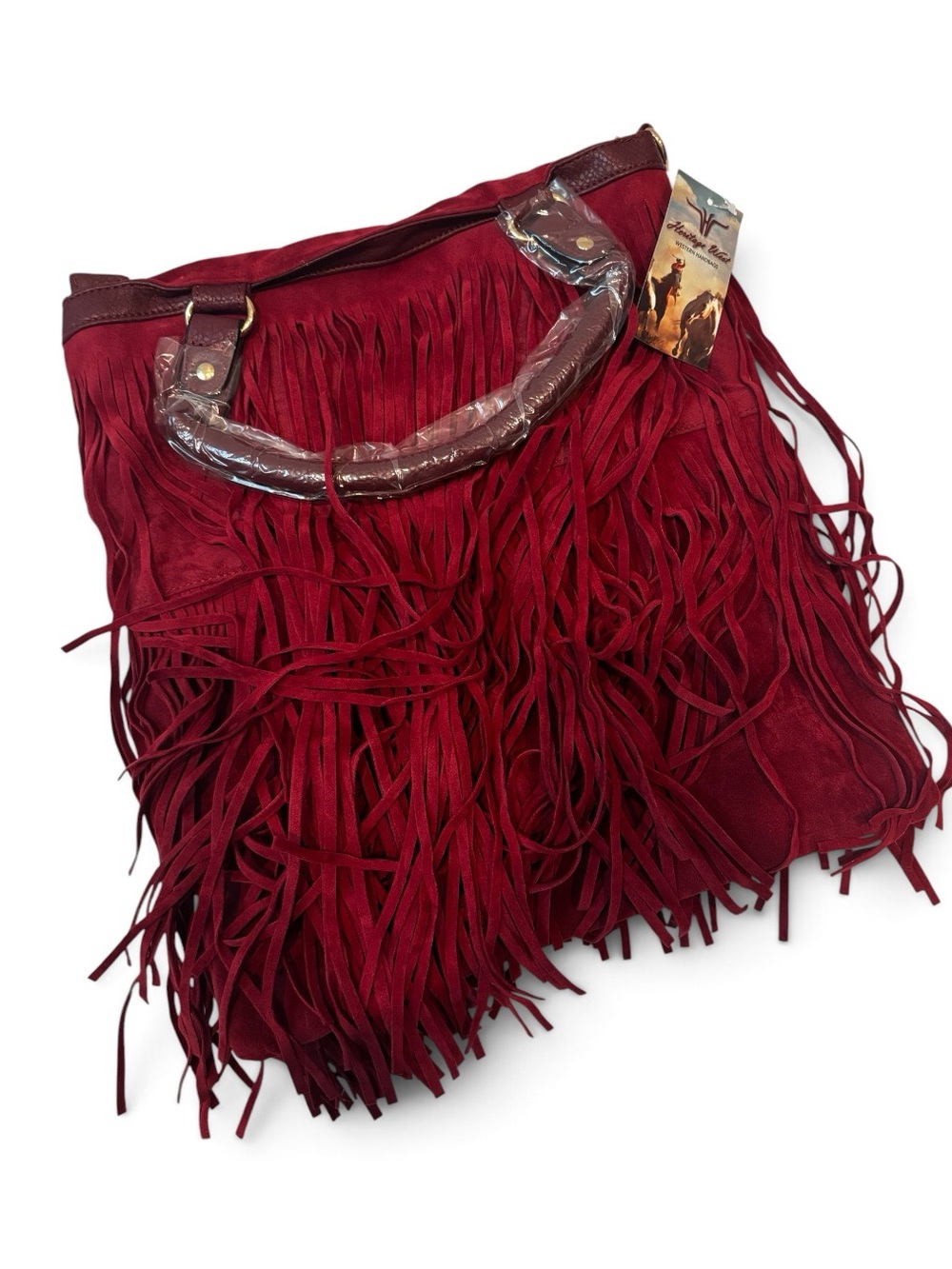 Heritage West Red Fringe Shoulder Bag NWT
